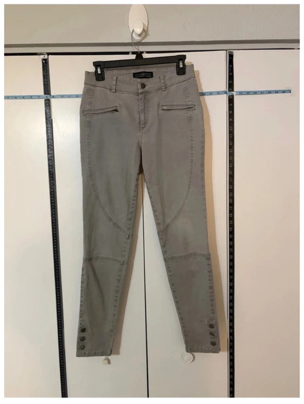 Peruvian Connection Ryder Moto Skinny Pants Gray Button Ankle Women’s Size 4